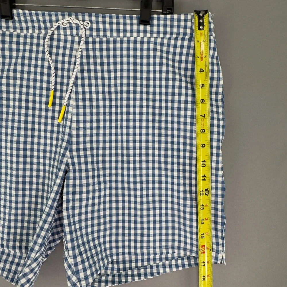 Bonobos Seersucker Surf Swim Trunks Mens L Large Blue Gingham Check 7